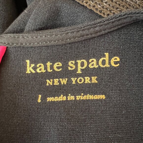 Kate Spade Bow Waist Ponte Dress Black Knee Length Long Sleeve Size Large - Picture 9 of 12